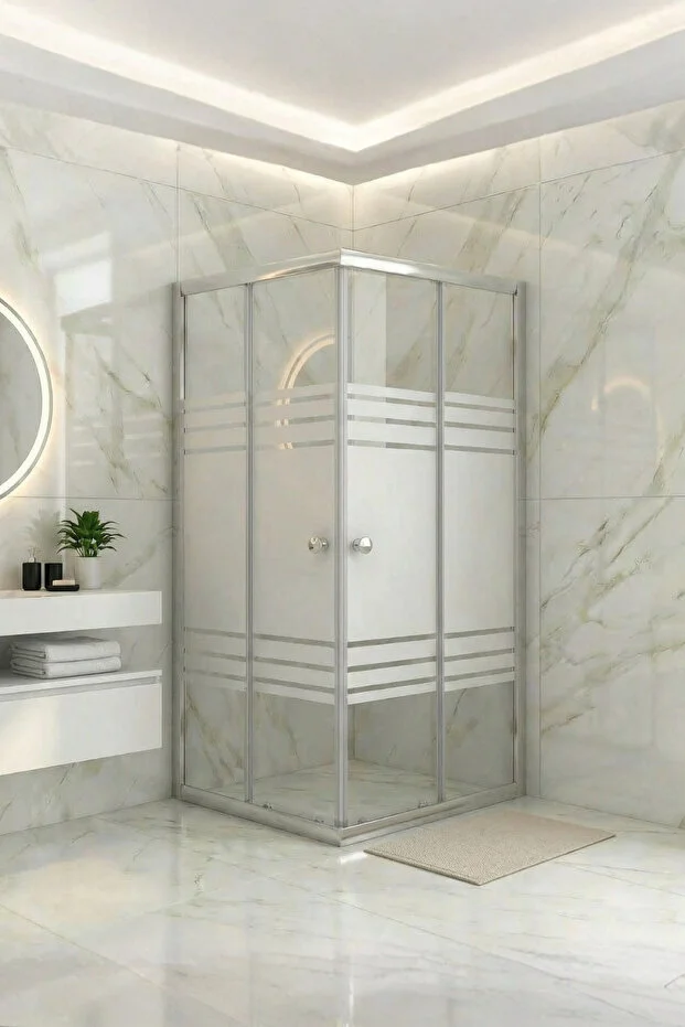 Duşakabin Kare Kumlama Box Desen Cam